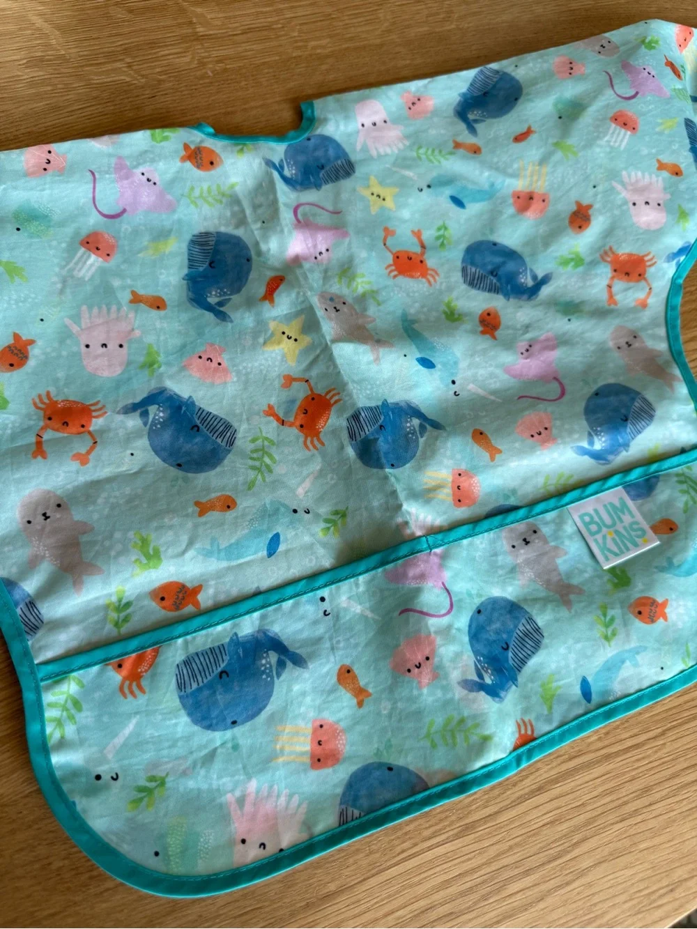 Bumkins Blue Sea Creatures Waterproof Long-Sleeve Bib